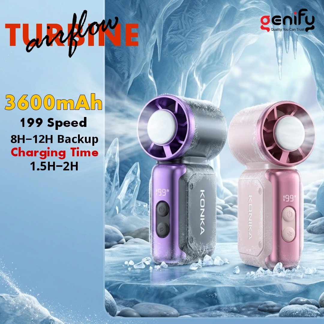 Ultra Mini Fan With 3600mAh Battery & Semiconductor Cooling Mode
